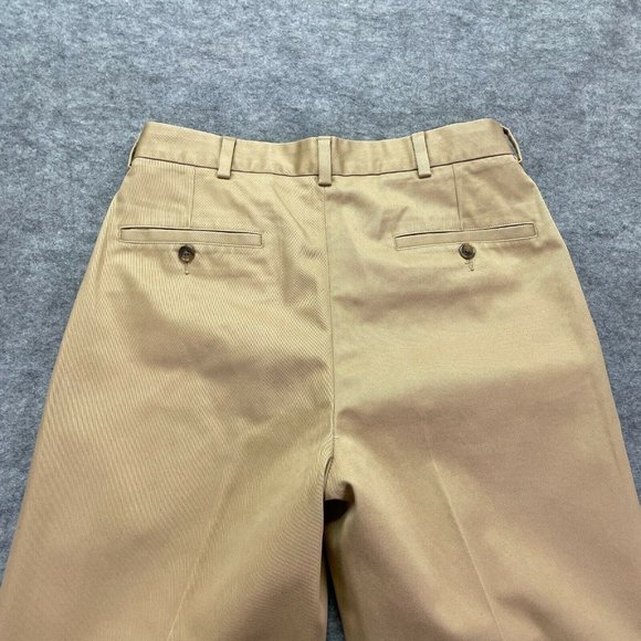 Brooks Brothers Chino Pants Men 31 x 30 Beige Tan Elliot Fit Cuffed Pleated - Picture 6 of 11